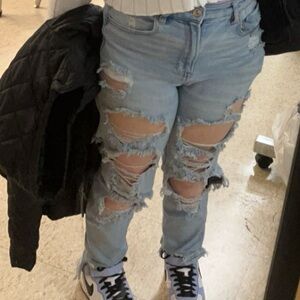American Eagle Stretch Ripped Mom Jeans